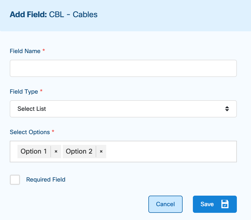 Asset Specific Field Options