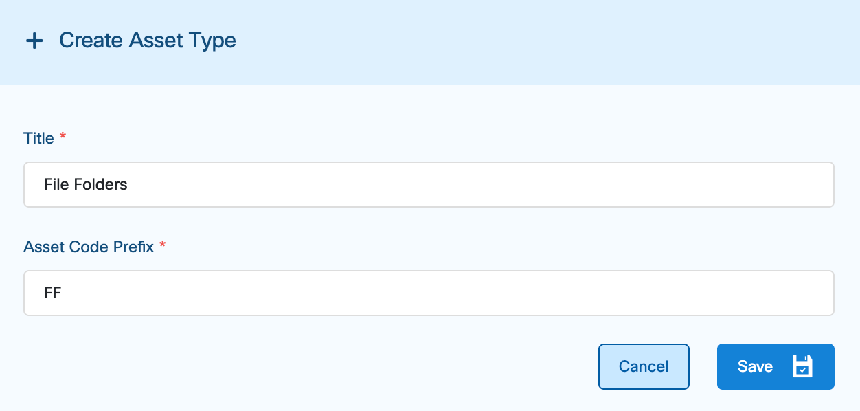 Create Asset Type Form