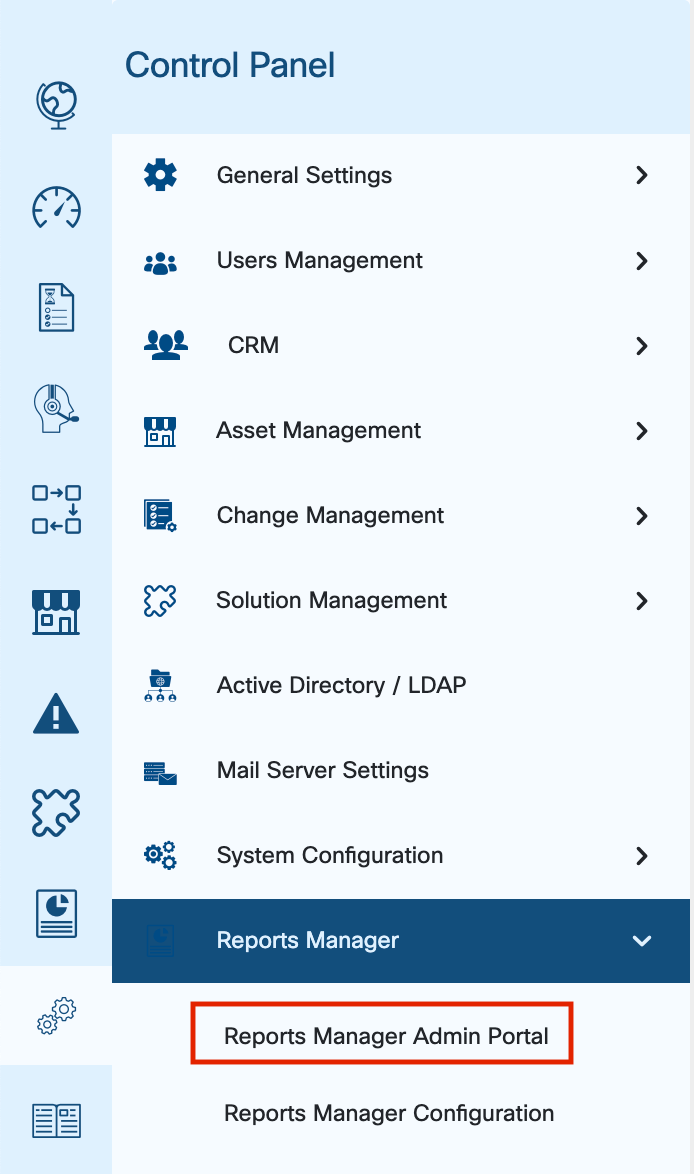 Navigate to Report Admin