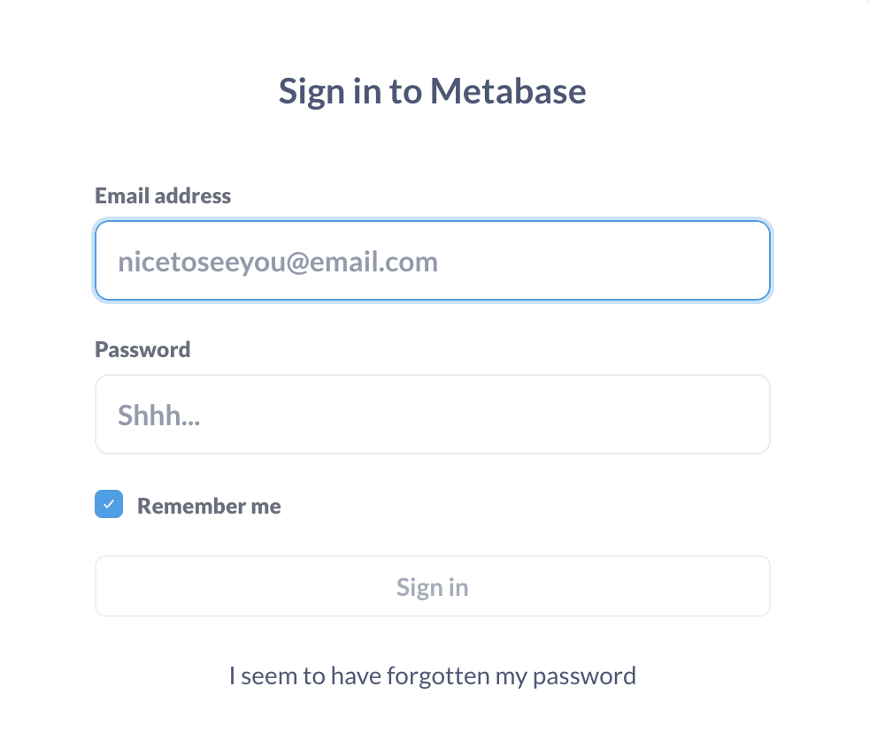 Sign into your Metabase Account