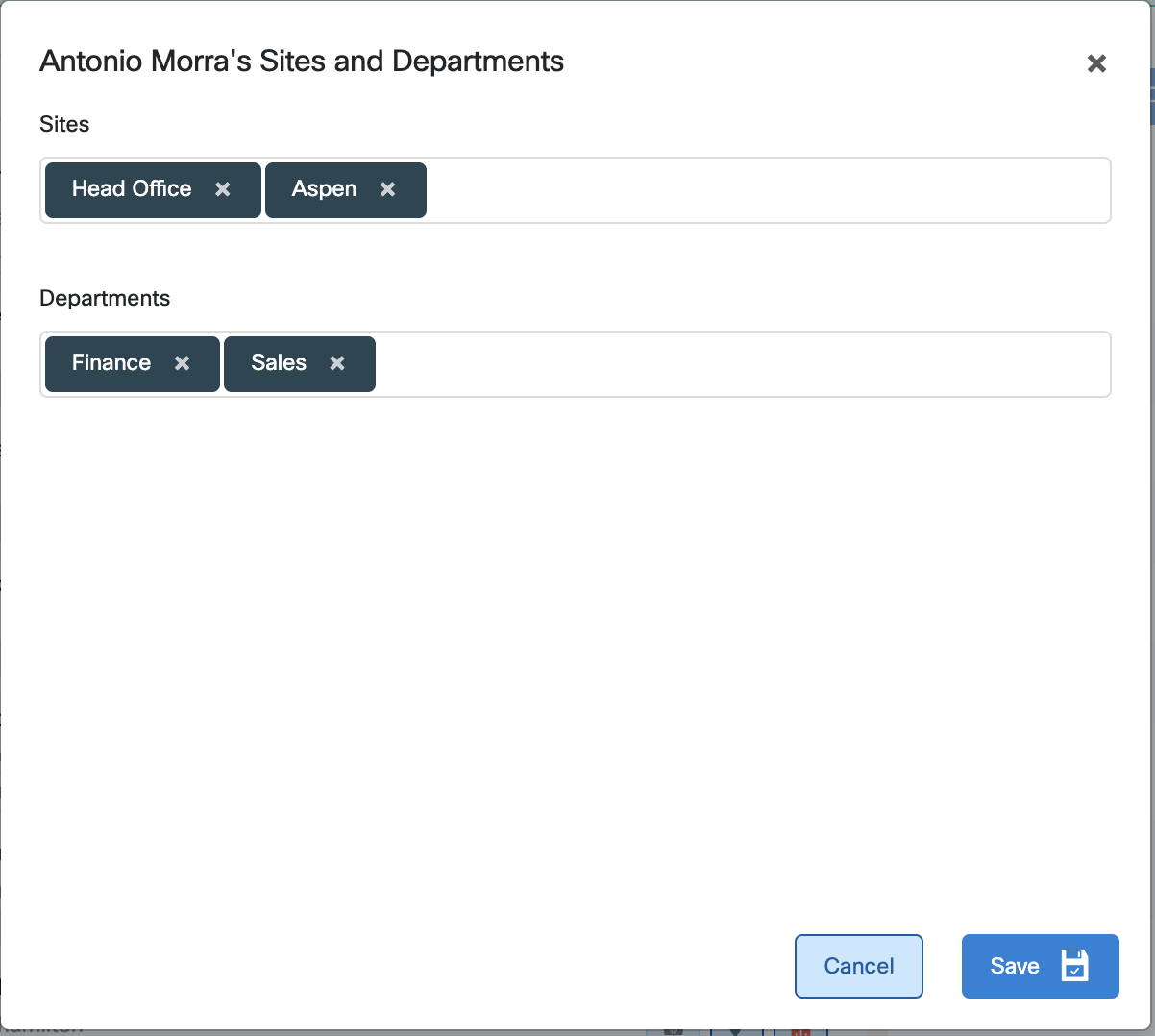 Assign Sites and Departments to Users